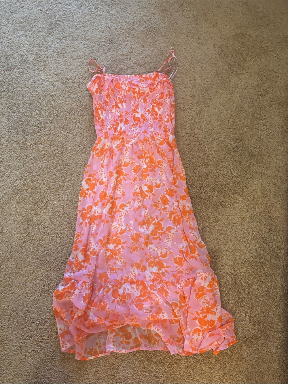 Pink and orange flower sundress
